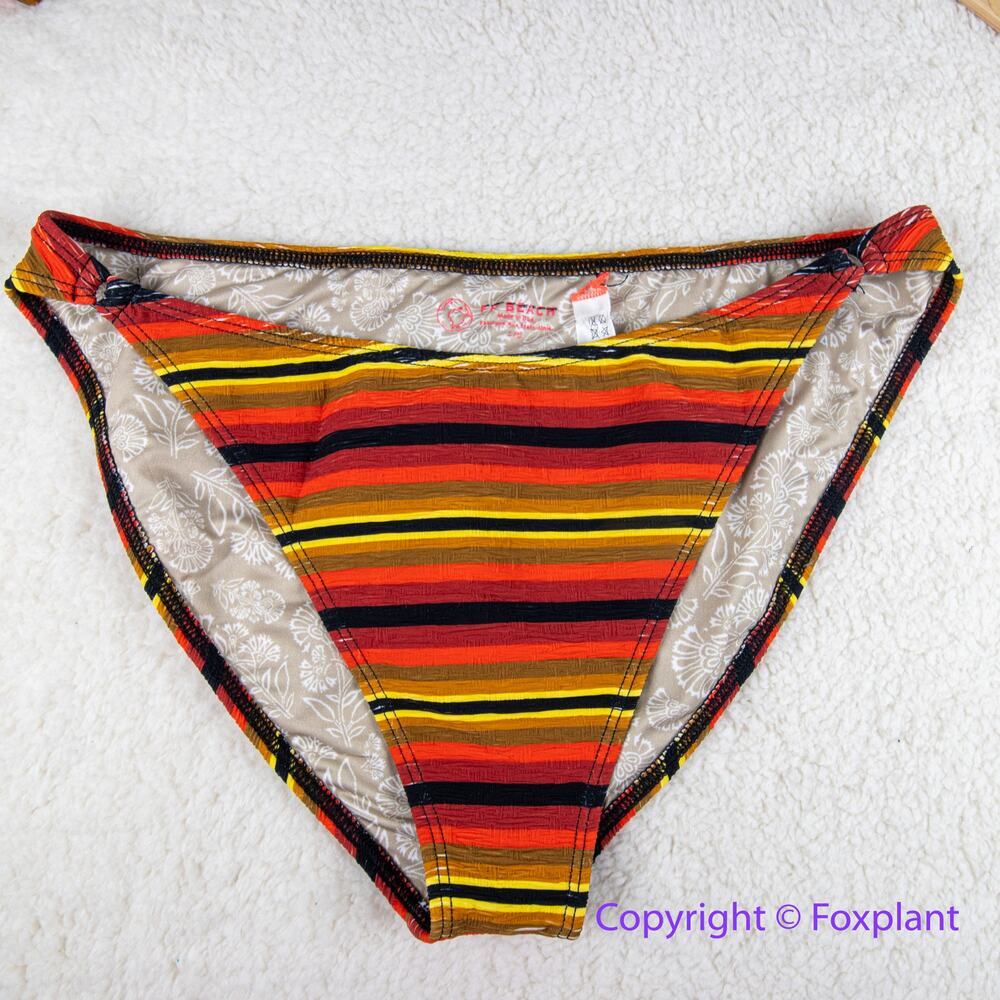 New! Free People Beach PF beach Bikini bottoms in stripes, size L